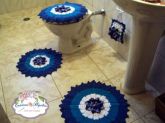 Jogo de Banheiro Flor Margarida Azul